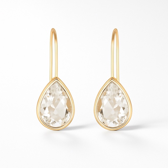 Anthropologie Jewelry - ⚜️Minimalist Gold Teardrop Earrings With Cubic Zirconia 💎